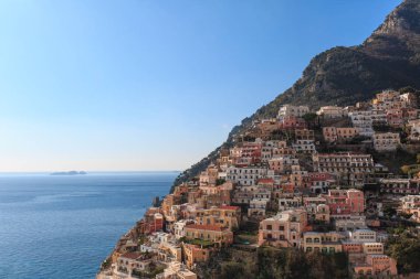 Doğal görünümü Positano Köyü, Amalfi Coast, İtalya