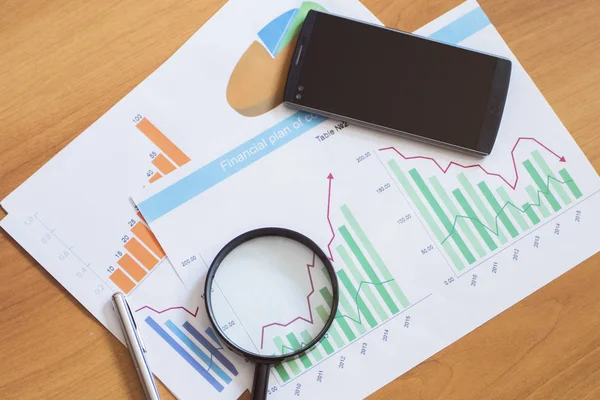 Dokumenty Grafy Tabulky Diagram Obchodní Analýzy Informací — Stock fotografie