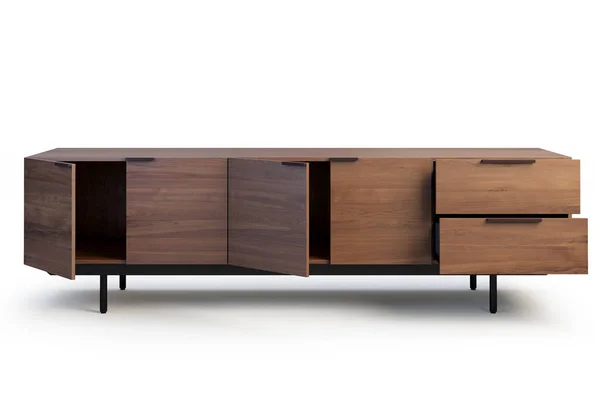 Credenza Legno Con Ripiani Scomparsa Cassettiera Legno Con Ante Legno — Foto Stock