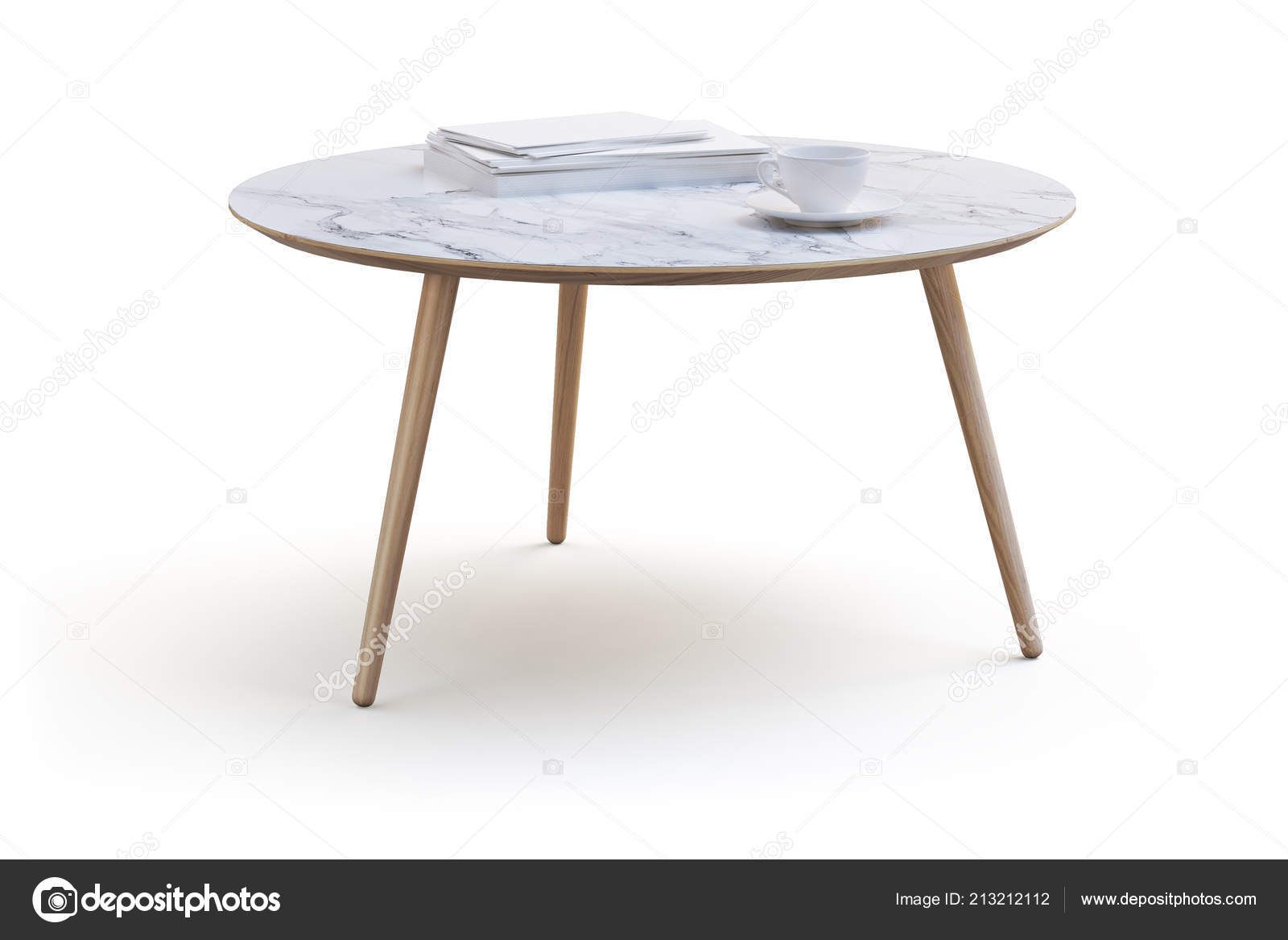 Modern White Coffee Table Thin Legs Marble Countertop White