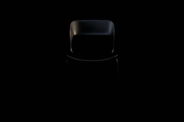 Modern black matte plastic chair on black background. 3d render
