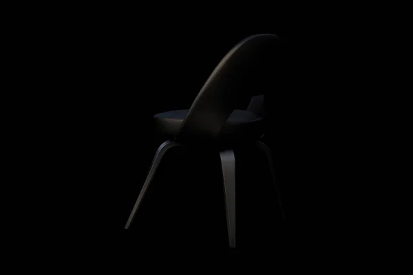 Modern Siyah Sandalye Tekstil Koltuk Ahşap Ayak Üzerinde Siyah Arka — Stok fotoğraf