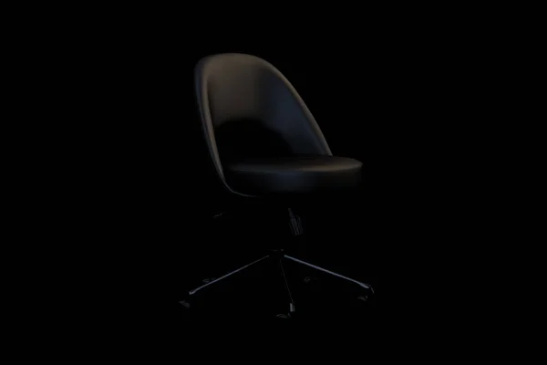 Executive task side chair with metal base on wheels and seat height adjustment mechanism. Office chair on black background. 3d render