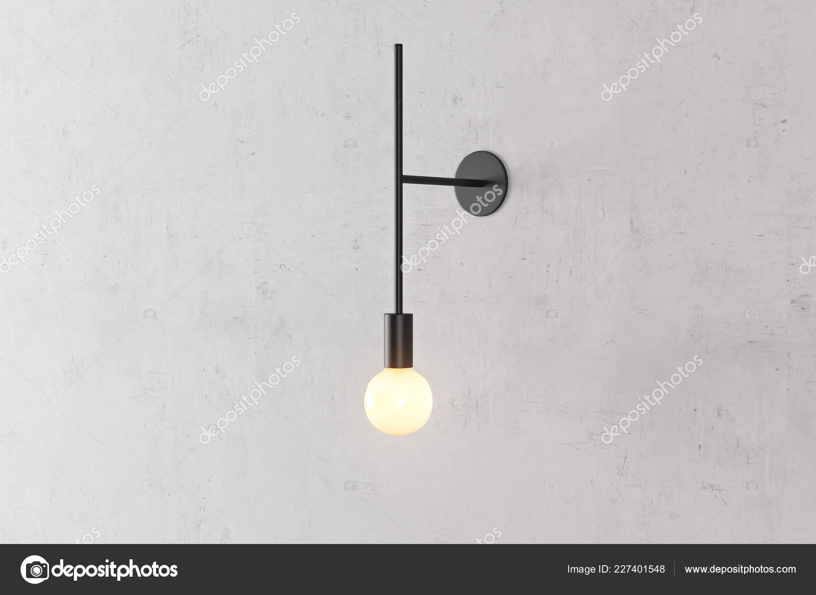 Modern Black Metal Wall Lamp Loft Style Turned Lamp Background Stock Photo Image By C 3dmitruk 227401548