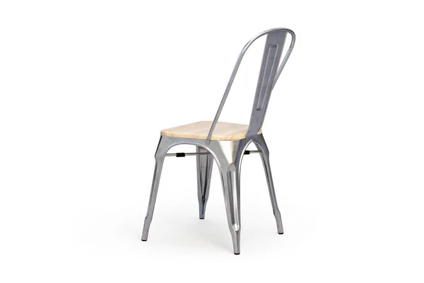 Silla Metal Con Asiento Madera Sobre Fondo Blanco Con Sombras — Foto de Stock