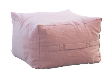 Pembe kumaş 3D render dışkı beyaz arka plan üzerinde sıfır. İskandinav iç. Modern tarz.