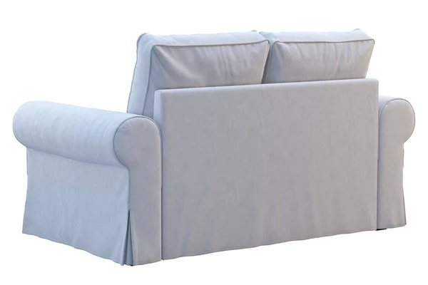 Sofá Tecido Branco Moderno Com Travesseiros Fundo Branco Interior Escandinavo — Fotografia de Stock