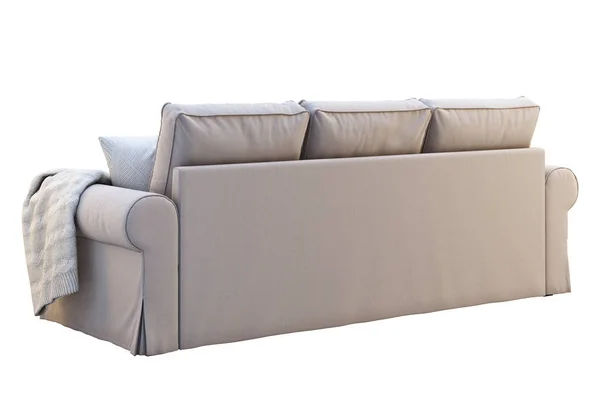 Sofá Moderno Tela Beige Con Chaise Lounge Sofá Con Almohadas — Foto de Stock