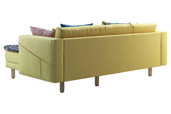 Divano Moderno Tessuto Giallo Con Chaise Lounge Divano Con Cuscini — Foto Stock