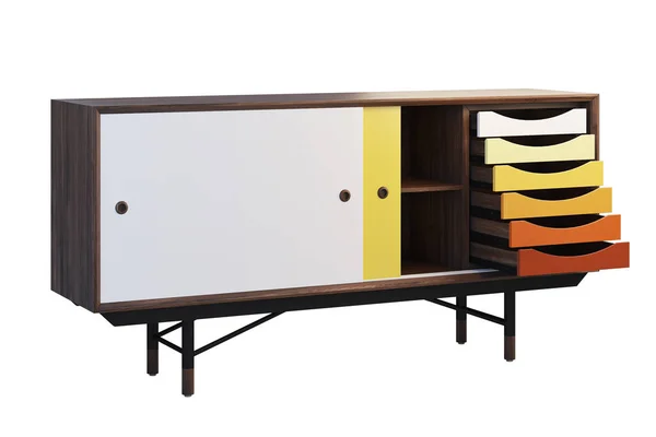 Credenza con ripiani a scomparsa sulle gambe. rendering 3d — Foto Stock