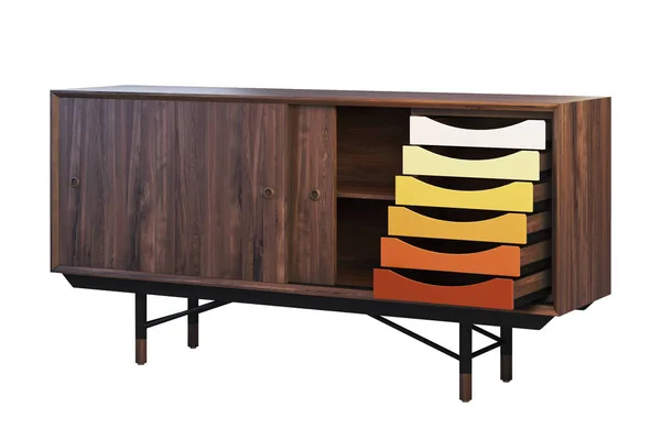 Sideboard with retractable shelves on the legs. 3d render — Stock Photo, Image