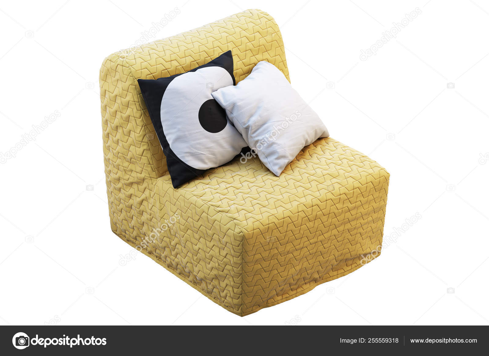 Scandinavian Folding Chair Bed With Colored Pillows 3d Render