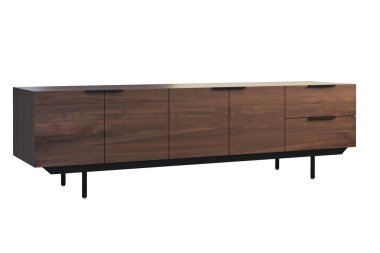 Geri çekilebilir raflar ile ahşap yan tahta. 3B render