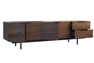 Geri çekilebilir raflar ile ahşap yan tahta. 3B render