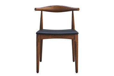 Deri koltuk ile yüzyıl ortası ahşap sandalye. 3B render