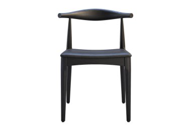 Deri koltuk ile yüzyıl ortası ahşap sandalye. 3B render