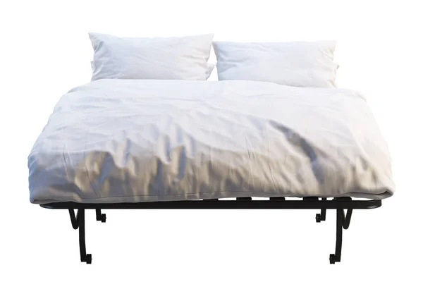 Minimalistic folding bed with linen. 3d render — Stock Photo, Image
