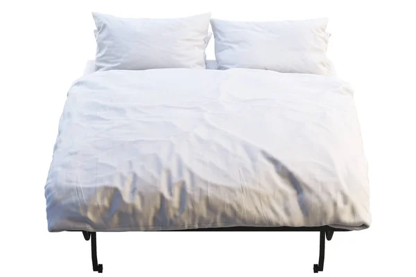 Cama plegable minimalista con ropa de cama. 3d renderizar —  Fotos de Stock