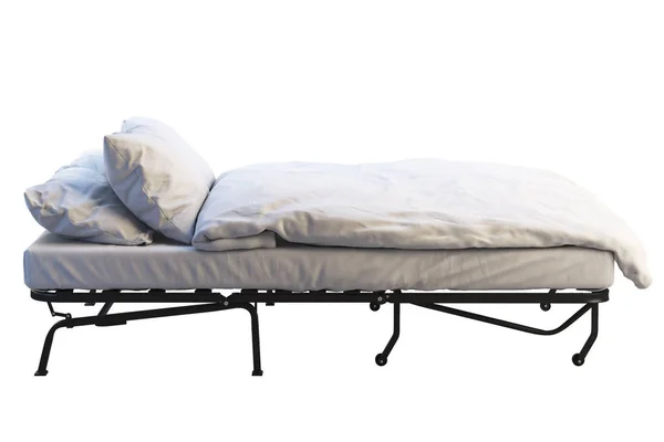 Минималистическая раскладная кровать с постельным бельем. 3D рендеринг — стоковое фото