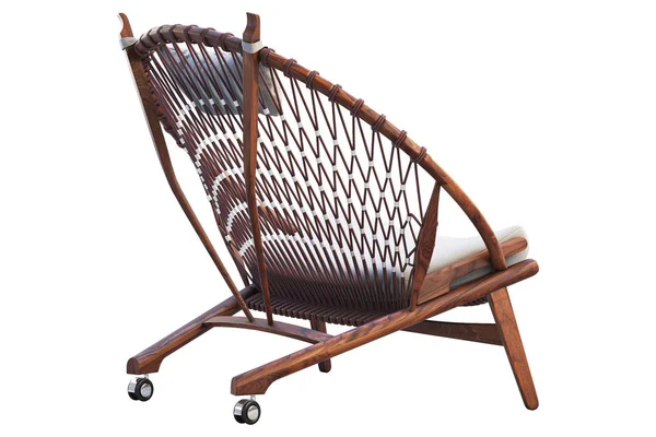 Chaise ronde en bois marron avec assise textile. 3d rendu — Photo