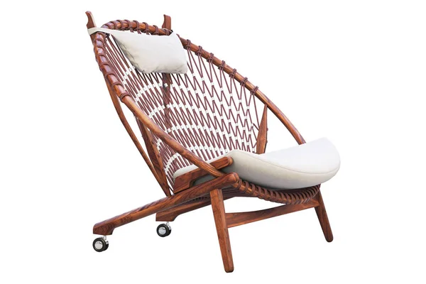 Chaise ronde en bois marron avec assise textile. 3d rendu — Photo