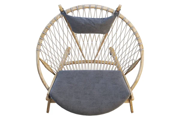 Chaise ronde en bois beige avec assise textile. 3d rendu — Photo