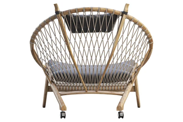 Chaise ronde en bois beige avec assise textile. 3d rendu — Photo