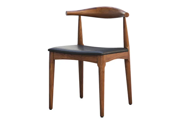 Kursi kayu abad pertengahan dengan kursi kulit. render 3d — Stok Foto