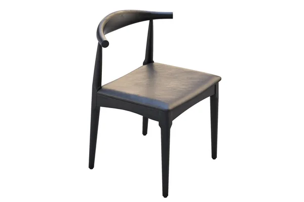 Деревянный стул середины века с кожаным сиденьем. 3D рендеринг — стоковое фото