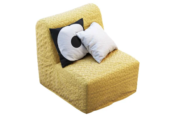 Escandinavo cama cadeira dobrável com travesseiros coloridos. Renderização 3d — Fotografia de Stock