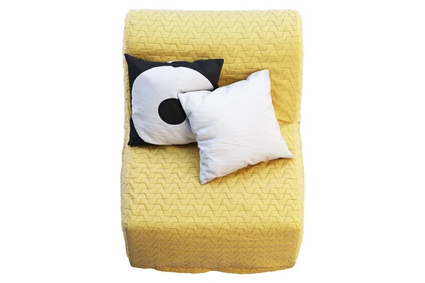 Escandinavo cama cadeira dobrável com travesseiros coloridos. Renderização 3d — Fotografia de Stock