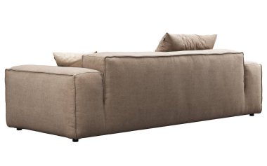 Yastık ve ekose ile Modern bej kumaş kanepe. 3d render