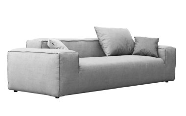 Yastıklı modern gri kumaş kanepe. 3d render