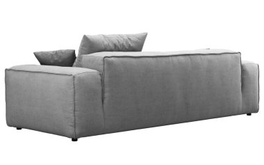 Yastıklı modern gri kumaş kanepe. 3d render