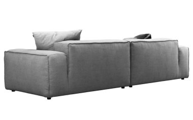 Yastıklı modern gri kumaş kanepe. 3d render