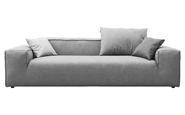 Kain abu-abu modern sofa dengan bantal. render 3d — Stok Foto