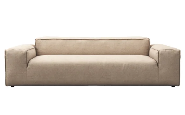 Nowoczesna sofa lekka beżowa tkanina. Renderowanie 3D — Zdjęcie stockowe