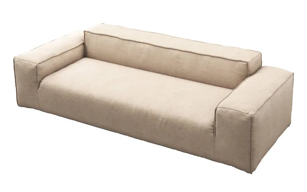 Moderne licht beige stof sofa. 3D renderen — Stockfoto