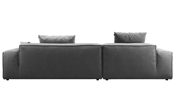 Modernes graues Sofa aus Stoff mit Kissen. 3D-Darstellung — Stockfoto