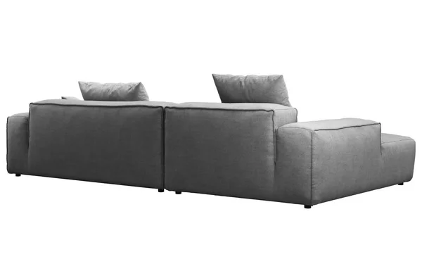 Sofá de tecido cinza moderno com almofadas. Renderização 3d — Fotografia de Stock