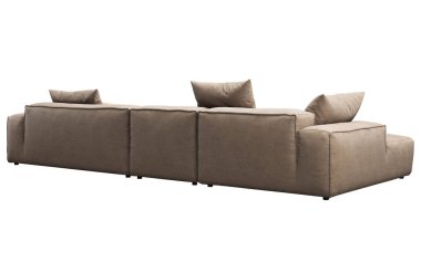 Yastıklı modern bej kumaş kanepe. 3d render