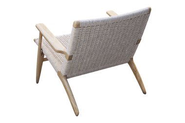 Hasır koltuklu açık kahverengi ahşap sandalye. 3d render