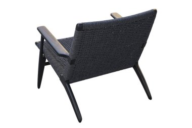 Siyah hasır koltuk ile siyah ahşap sandalye. 3d render