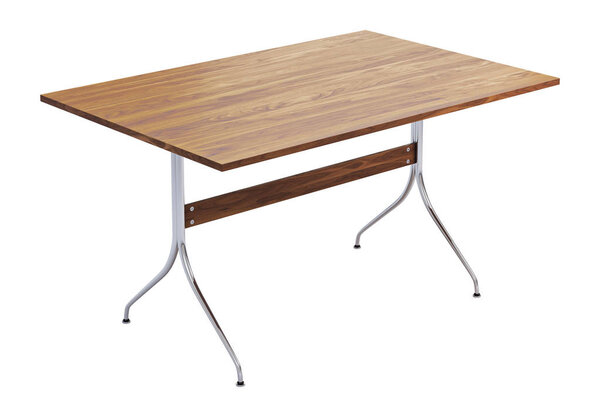 Прямоугольный рабочий стол середины века. 3D рендеринг
