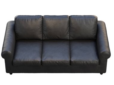 Modern siyah üç koltuk deri kanepe. 3d render