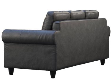 Modern siyah üç koltuk deri kanepe. 3d render