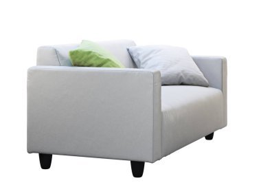 Yastıklı modern beyaz deri kanepe. 3d render