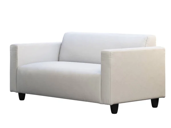 Nowoczesna biała skórzana sofa dwuosobowa. Renderowanie 3D — Zdjęcie stockowe