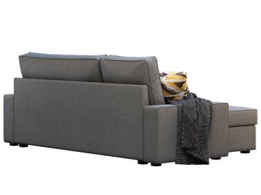 Şezlonglu modern koyu gri kumaş kanepe. 3d render