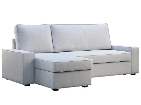 Canapé moderne en tissu blanc avec chaise longue. 3d rendu — Photo